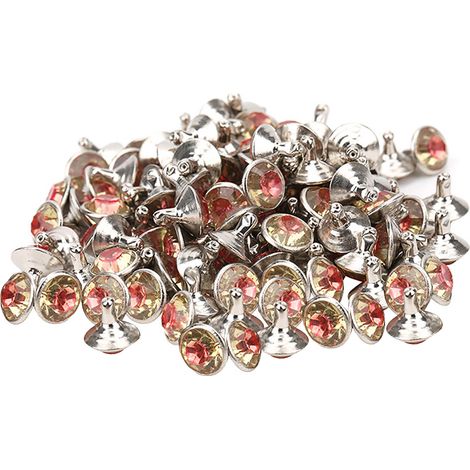 100 Cristaux Strass Rivets en Forme de Coeur Rose et Blanc pour Bagages, Chaussures, Chapeaux, Vetements - Accessoires 9mm (1/5)