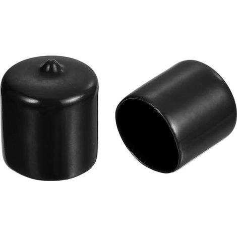 20 x Round Rubber Ends 1 Inch (25 mm) Black Vinyl Cover Screw Thread Protectors (1/5)