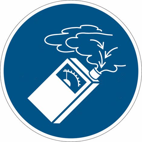 Cartelli di obbligo ISO 7010 "Obbligatorio usare il rilevatore di gas" - M048 - Misura: 50mm x 50mm - Numero Pezzi: 10 pezzi