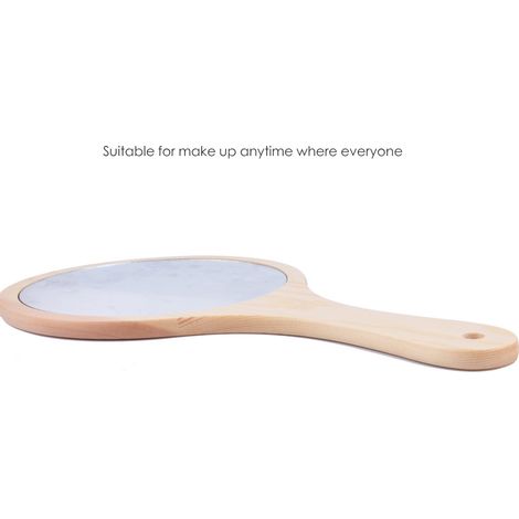 Miroir de poche rétro en bois avec accroche murale pour salle de bain (1/2)