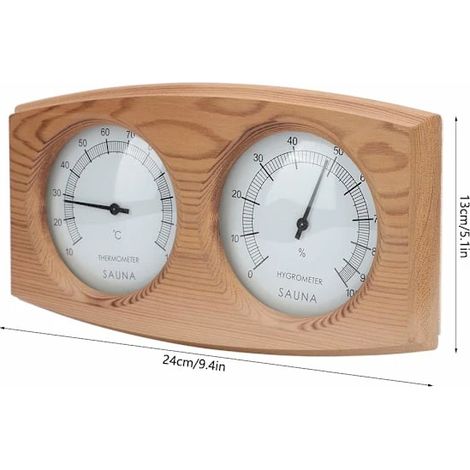 Hygromètre en bois 2 en 1, thermomètre de sauna, thermomètre à double cadran, hygromètre (1/4)