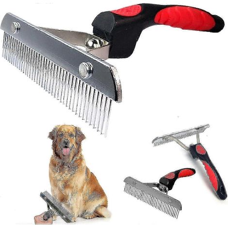 Meilleure brosse pour grands chiens - Brosse de toilettage à poils longs avec manche antidérapant et peigne en acier pour Golden Retriever, Husky et Berger Allemand (1/5)