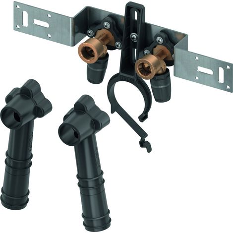 TECE TECElogo-Push Montageeinheit mit Wandscheiben, Dimension 16 x Rp 1/2, Rotguss/Si-Bronze, Stichmaß 80 mm, 8723101 (1/3)