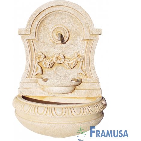 FUENTE DE PIEDRA ARTIFICIAL MURAL DE PARED FIRENZE OCRE CON BOMBA PARA JARDIN