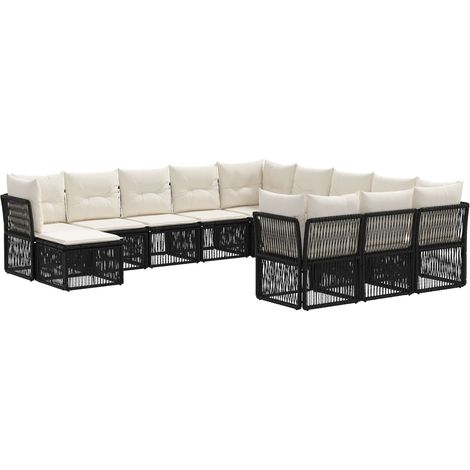 Conjunto de sofás de jardín 12 pcs Negro ratán sintético vidaXL (1/5)