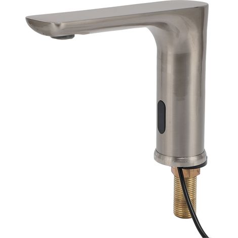 Robinet électronique sans contact à piles, robinet vertical pour lavabo de salle de bain, filetage mâle G1/2, couleur argent (1/5)