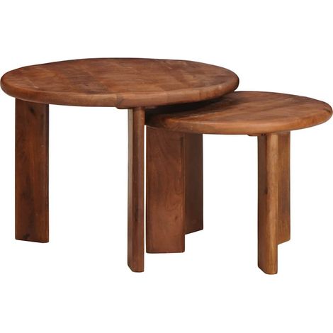 Nesting-Couchtische 2 pcs Honigbraun Massivholz Mango