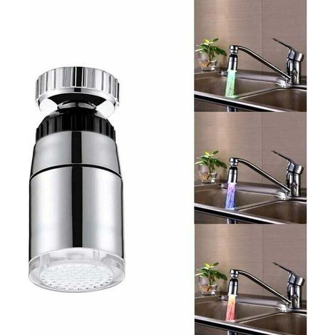 LED-beleuchteter Wasserhahn für Badezimmerwaschbecken, mit Temperatursensor, Luftsprudler und 3 Farben (3 Farben) (1/4)