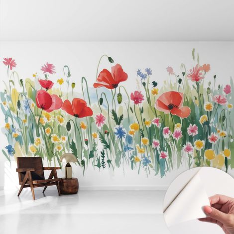 Selbstklebend Tapete modern - Wanddeko für Küche - Klebefolie Wand - luxus Look Sommerwiese 416x254 cm (1/5)