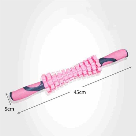 Bâton de massage à rouleau ABS pour le drainage des méridiens, outil portable de massage musculaire anti-cellulite, rose, longueur 45 cm, largeur 5 cm (1/5)