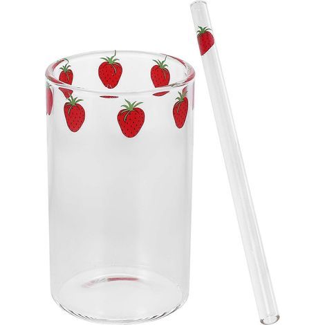 gobelet à fraise résistant à la chaleur, gobelet à lait avec paille, verrerie étudiante-11x6.5cm-Assorted Color (1/3)