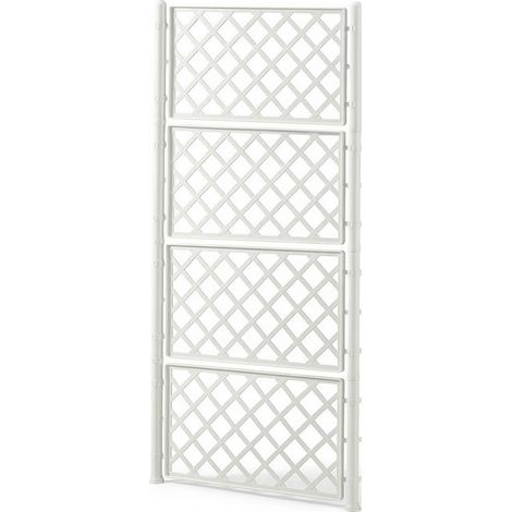 Spalliera BIANCA per Piante Rampicanti Grigliato in Plastica ALTA CM 208 X 100 Modulare con Giunti e Tappi Supporto separe' Traliccio rete Divisorio Grigliato per Giardino e Balcone Made in Italy