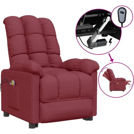 Fauteuil électrique de massage Bordeaux Tissu vidaXL