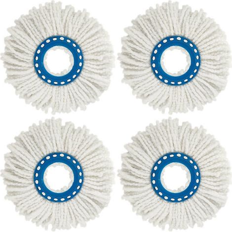 Têtes Microfibre Balai , Tête de Vadrouille Rechange Rond Têtes Mop Rotation à 360 pour Nettoyage des Sols 4Pcs (Diamètre 16 cm)