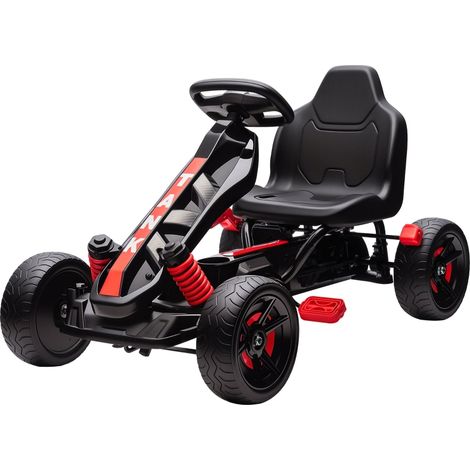 Kart avec pédales, rouge, pour maison et usage quotidien, voiture à pédales pour enfants avec frein, 3 à 6 ans, châssis métallique