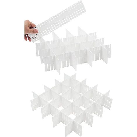 20 Schubladeneinsätze,verstellbarer Schubladenorganizer für Socken,hilft bei der Ordnung in Küche,Schlafzimmer und Kommode,weiß,37 × 7 cm