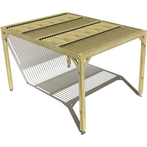 Pergola bois • 3m x 4m • adossée • sens largeur • lames orientables bioclimatiques incluses • livraison comprise (1/3)