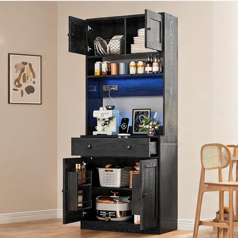 Buffet coloris noir en MDF 72 x 40 x 180 cm (1/5)