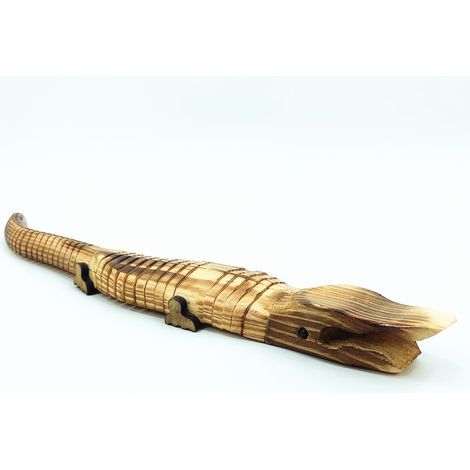 Lntyq Handgeschnitzte Krokodil-Alligator-Tierfigur aus Holz, geschnitzt, für Kinder, Spielzeug-Skulptur, 40 cm (1/5)