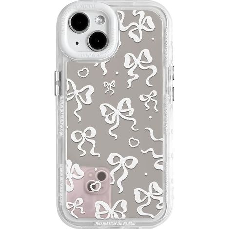 Coque compatible avec iPhone 14, motif mignon de nœud papillon et cœur avec miroir, design ruban, antichoc, protection optimale pour iPhone 14 (1/5)