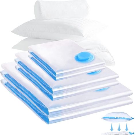 Sac sous vide 6 pièces – 2XL 100x80 cm, 2L 80x60 cm, 2M 60x40 cm – Réduction volume jusqu'à 80% – Fermetures à glissière doubles (1/5)