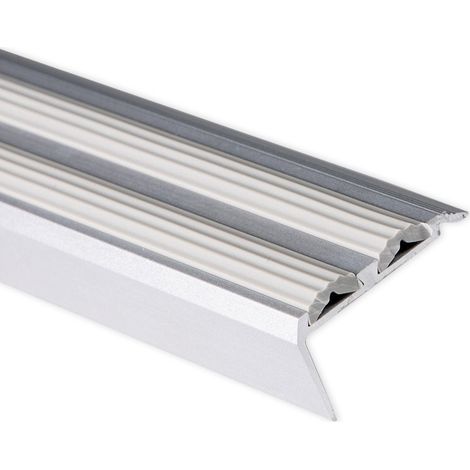 Treppenkantenprofil mit Doppel-Gummieinlage Power Grip Länge: 100 cm Vorgebohrt Grau