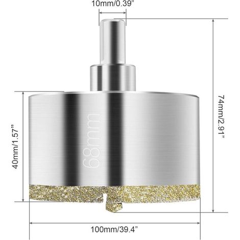 Beijiyi – Scie cloche diamant 68 mm – Revêtement surface diamant – Pour verre, carrelage, céramique, marbre, calcaire – Perçage précis (1/5)