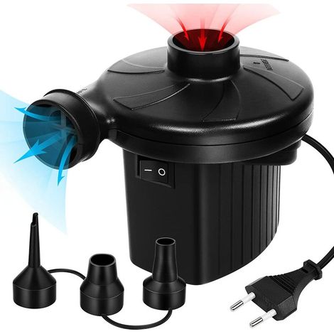 Pompe Électrique, Pompe à Air Électrique, Gonflage et Dégonflage Pompe Électrique avec 3 Buses pour Matelas Gonflable, Camping, Coussin Gonflable, Lit, Bateau, Anneau de Natation