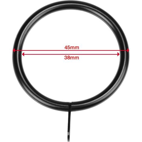 30 anelli per tende in metallo, anelli per aste per tende, diametro interno 38 mm, adatti per bagni, neri. (1/3)