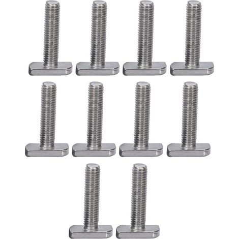 10pcs Jeu de boulons T M8 x 40 mm en acier inoxydable Boulons à fente en T avec tête marteau Vis à filetage complet pour profilé en aluminium Système photovoltaïque (1/5)