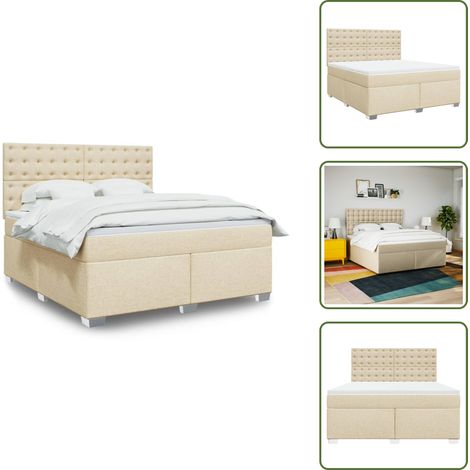 Boxspringbett mit Matratze Creme 180x200 cm Stoff - Boxspringbett - Boxspringbetten - Bett - Schlafzimmermöbel (1/5)