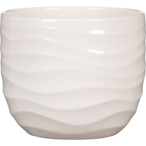 Scheurich Breeze, pot de fleurs en céramique, couleur : blanc cassé, diamètre 21,4 cm, hauteur 18 cm, volume 5,025 l.