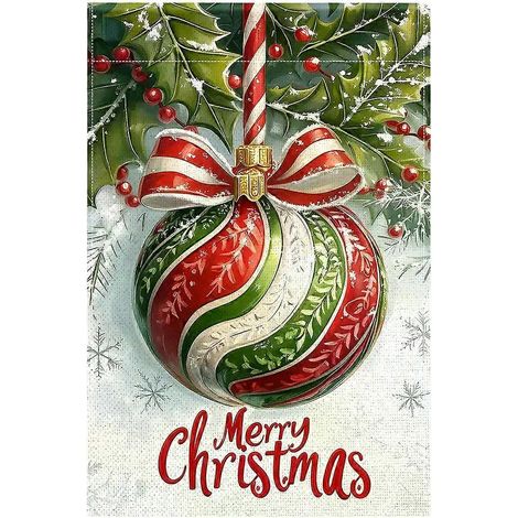 Décoration de jardin de Noël unique avec drapeau de bienvenue pour boules de neige et décoration extérieure pour cour ou patio. Drapeau de maison double face, décorations de bienvenue (mât non inclus) (1/5)