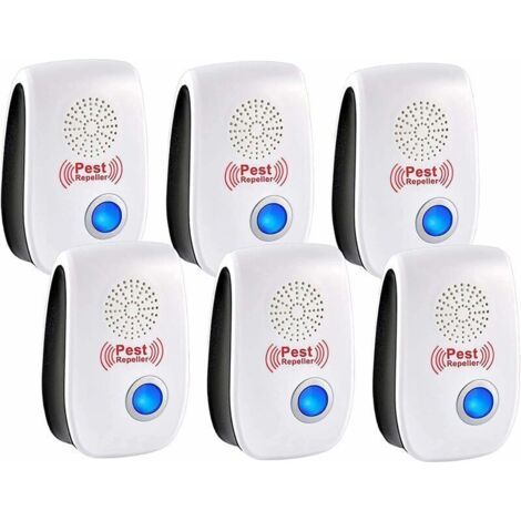 Répulsif antiparasitaire à ultrasons, 6 pcs répulsifs électroniques antiparasitaires intérieur anti-moustiques Pièges antiparasitaires pour moustiques, fourmis et puces Répulsif antiparasitaire