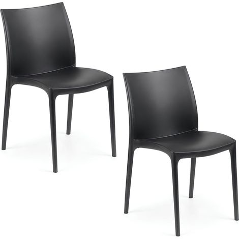 2 Sedie da giardino in polipropilene ANTRACITE - Misura 46x54x82 cm - Sedia da esterno impilabile senza braccioli (1/5)