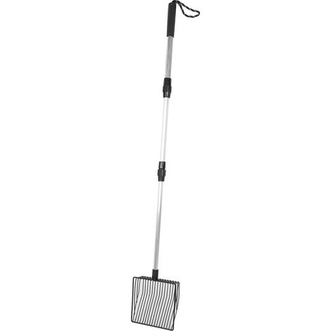 Pelle à litière extensible pour chat, légère et polyvalente, à mailles fines et long manche, en métal, modèle B, pour poulailler, manche en 3 sections (1/5)