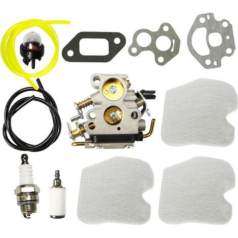 Carburatore con filtro dell'aria e candela di accensione per Husqvarna 235 235E 236 236E 240 240E 120 MARK II Jonsered CS2234 CS2238 Motosega compatibile con C1T-W33 4 Zama 574719402 545072601 (1/5)