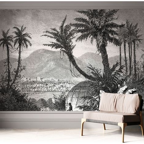 Carta da parati adesiva - lavabile - decorazione murale - per cucina - pellicola decorativa Oasi tropicale 312x219 cm (1/5)
