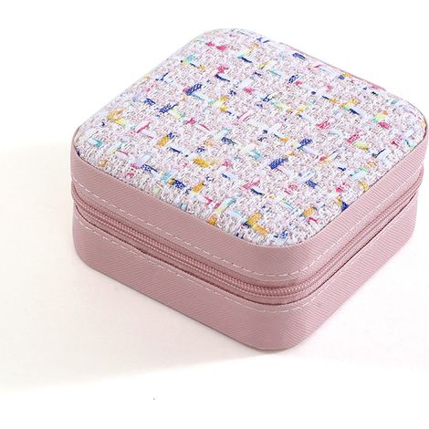 Organisateur de bijoux de voyage pour femmes – Petite boîte à bijoux portable – Boîte de rangement idéale pour bagues, boucles d'oreilles et colliers – Cadeau parfait pour femmes et filles – Rose – Lo (1/5)