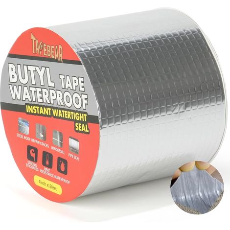 Butyl Waterproof Tape 100mm x 5m Adhesive Butyl Tape Waterproof Repair Patches for Roof Leak, Surface Crack, Window Sill Gap, Pipe Breakage (1/5)