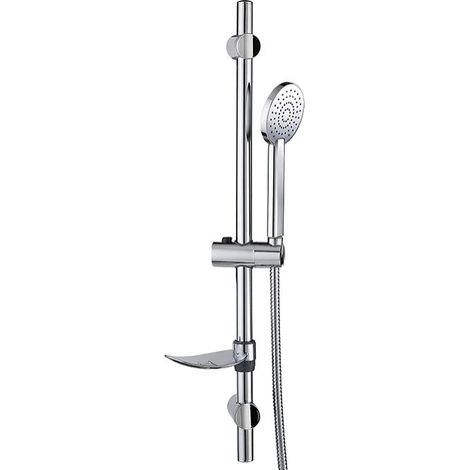 Colonne Barre de douche chromee entraxe reglable 70 cm douchette monojet flexible inox (1/4)