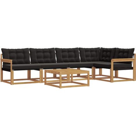 Outdoor-Sofagarnitur 6 pcs Weiß und Schwarz 79 x 79 x 37 cm vidaXL (1/5)