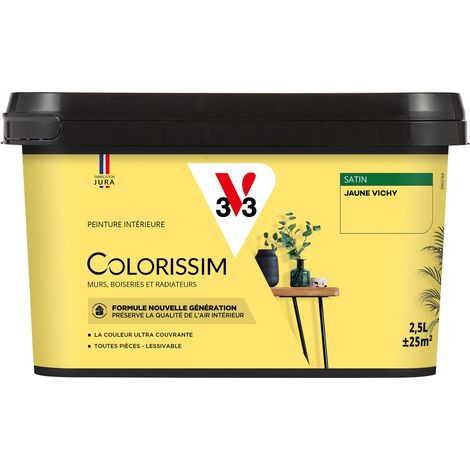 Peinture murale intérieure Colorissim® V33 Jaune Vichy Satin 2,5L