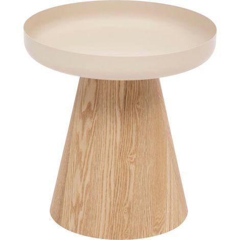 Atmosphera – Table d'appoint ronde 41cm beige – MDF et acier – Finition mate – Piètement avec patins – À monter soi-même