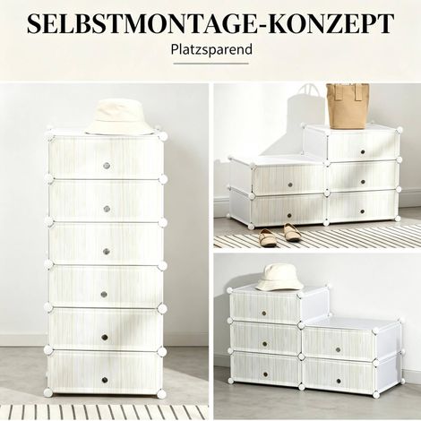 Meuble à chaussures modulable 49x36,5x108 cm en PP et acier blanc, gain de place entrée – MEUBLIV (1/5)