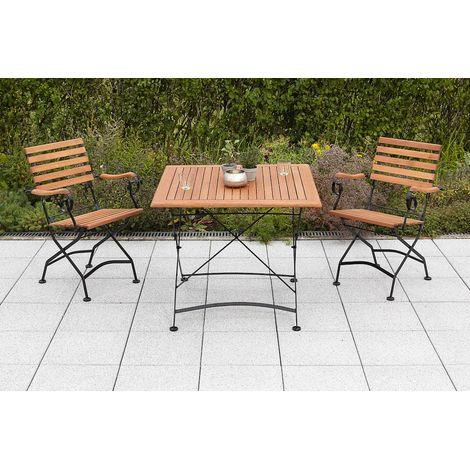 Schlossgarten Set 3tlg 2 Sessel Klapptisch 90x90cm