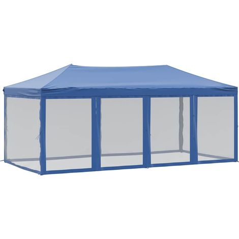 vidaXL Carpa para fiestas plegable con paredes laterales azul 3x6 m (1/2)