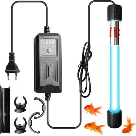 Lampe stérilisateur UV pour aquarium avec minuterie 13W : lumière UV clarificateur d'eau contre les algues et les bactéries, lumière UV pour piscines filtrantes, étang, piscine, aquariums (1/5)