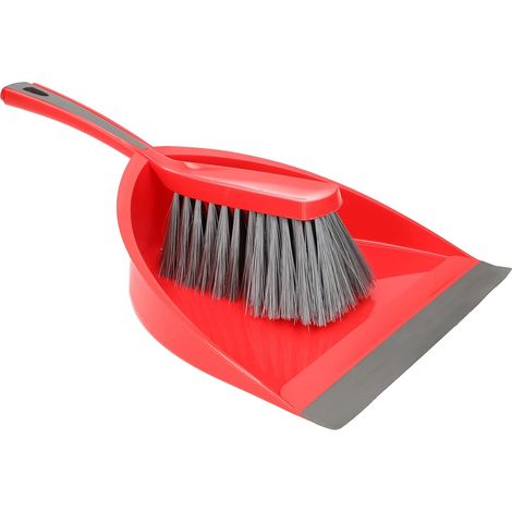 KOTARBAU Balayette 30 cm et Pelle 40 cm avec lèvre en Caoutchouc et balayette en Plastique Rouge (1/5)