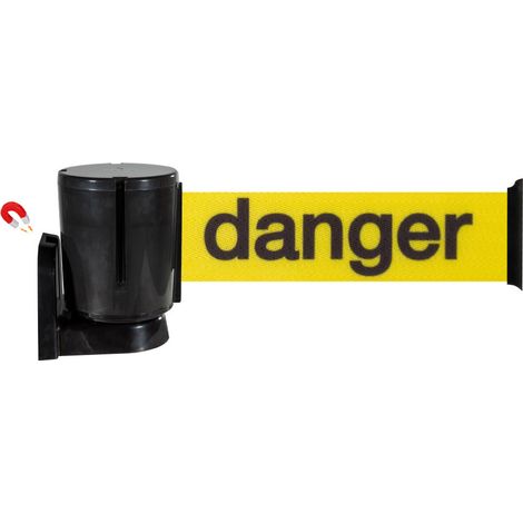 Enrouleur mural magnétique sangle Jaune Danger 10m x 100mm - 2801317 (1/5)